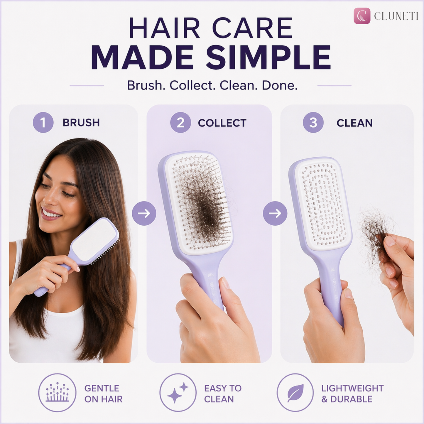 Self-Cleaning Hair Brush - Cluneti™