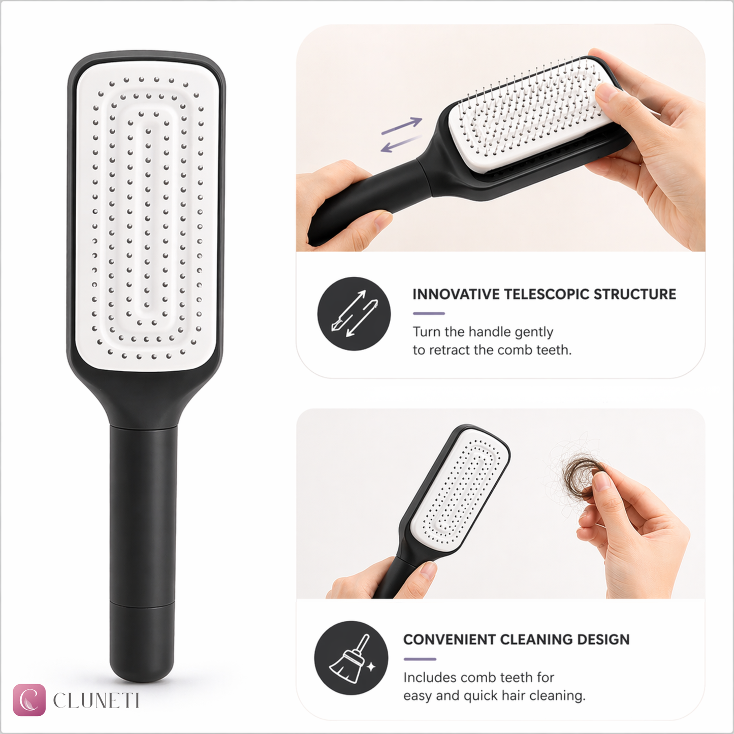 Self-Cleaning Hair Brush - Cluneti™